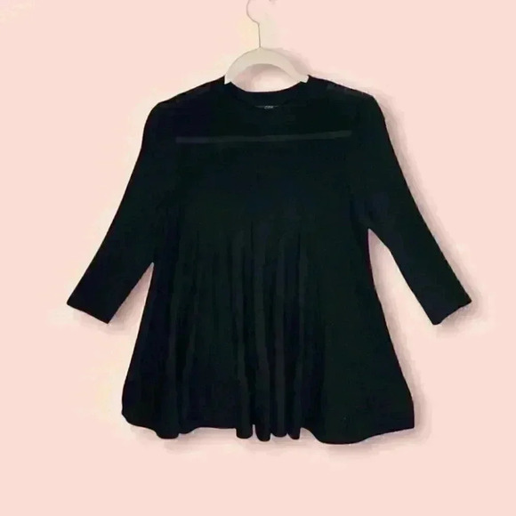 COS Black Peplum Oversized Ribbed Shirt with Quarter Sleeves - Picture 1 of 5